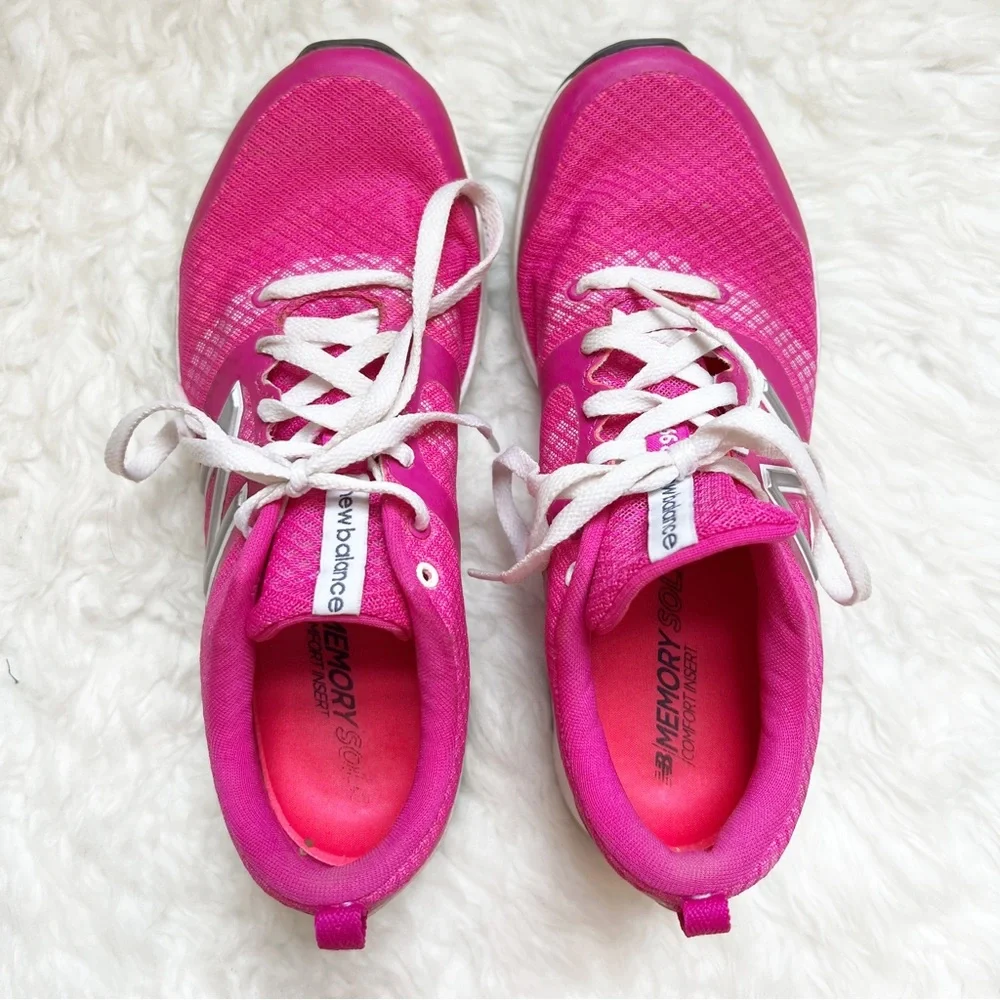 NEW BALANCE WOMEN'S PINK/WHITE COMFORT TRAINING SHOES WX668AA - Picture 2 of 7